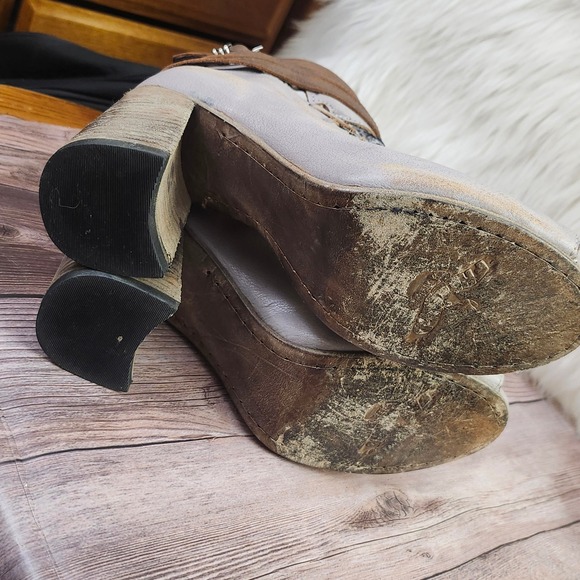 Freebird Eagle Leather Peep Toe Lace Up Strappy Heeled Booties Women's Size 9 - Picture 4 of 8